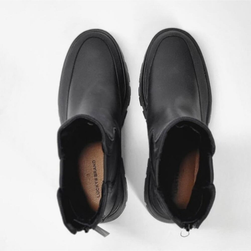 Lucky brand black Allehia Modern Lug sole Chelsea Boots Booties 8.5‎ 9.5 7.5 New - Picture 9 of 15